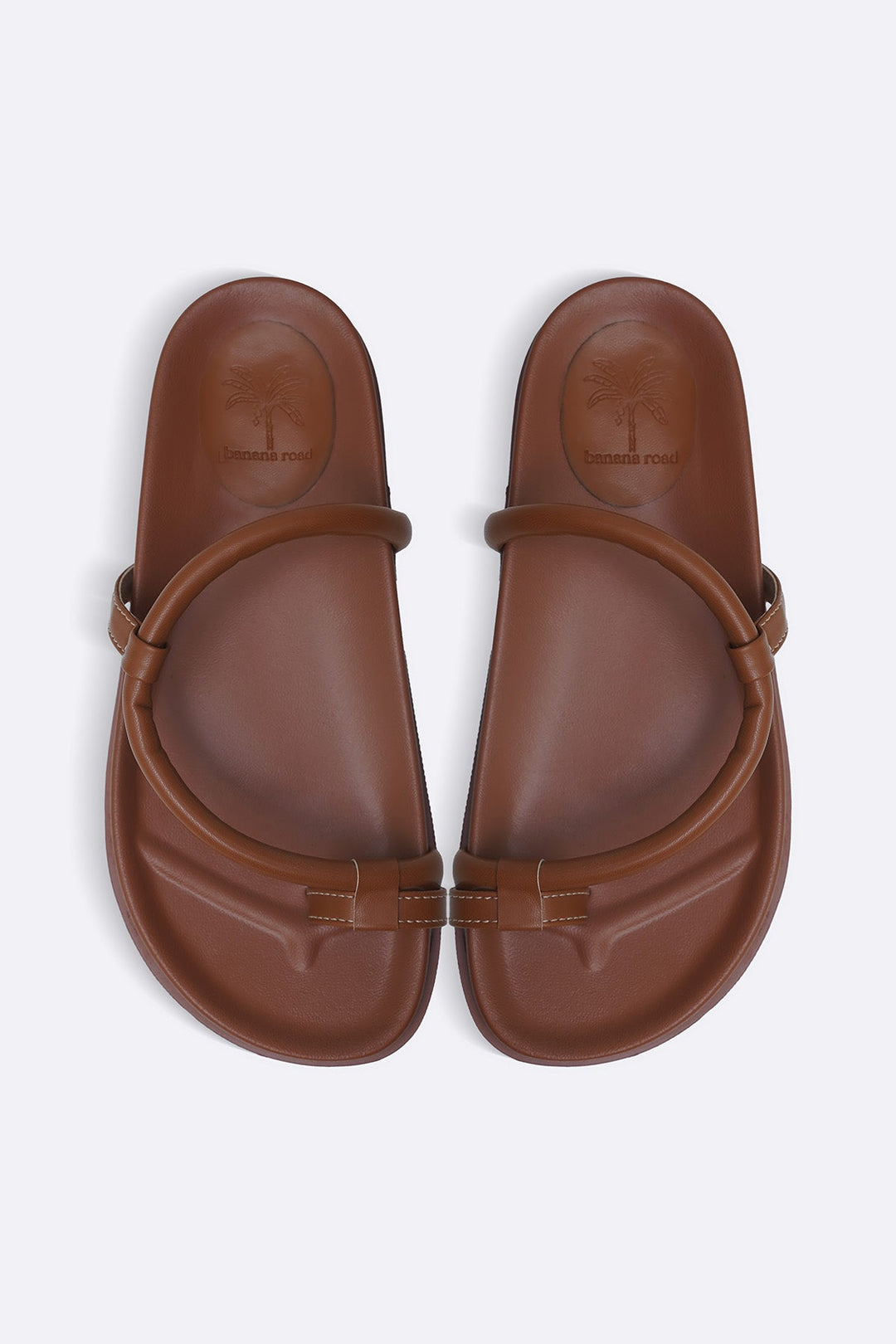 TAN BANANA ROAD TOE SLIDES