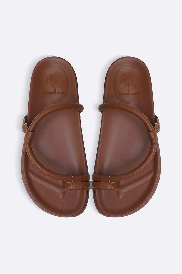 TAN BANANA ROAD TOE SLIDES