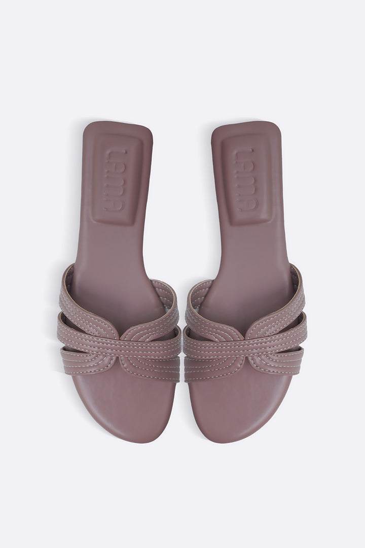 PINK STRAPPY STITCH SLIDES