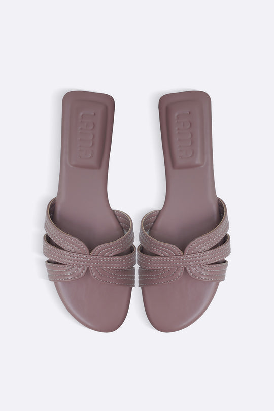 PINK STRAPPY STITCH SLIDES
