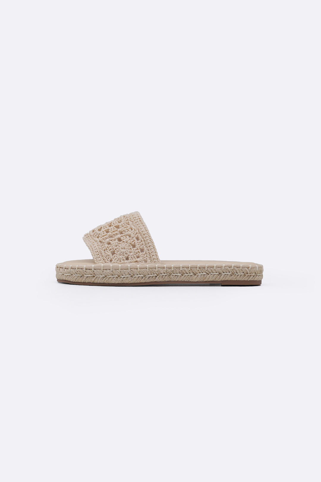 CREAM ROMA WOVEN SLIDES