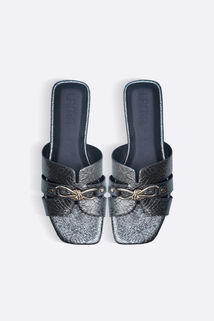 GREY PATENT TEXTURED SLIDES