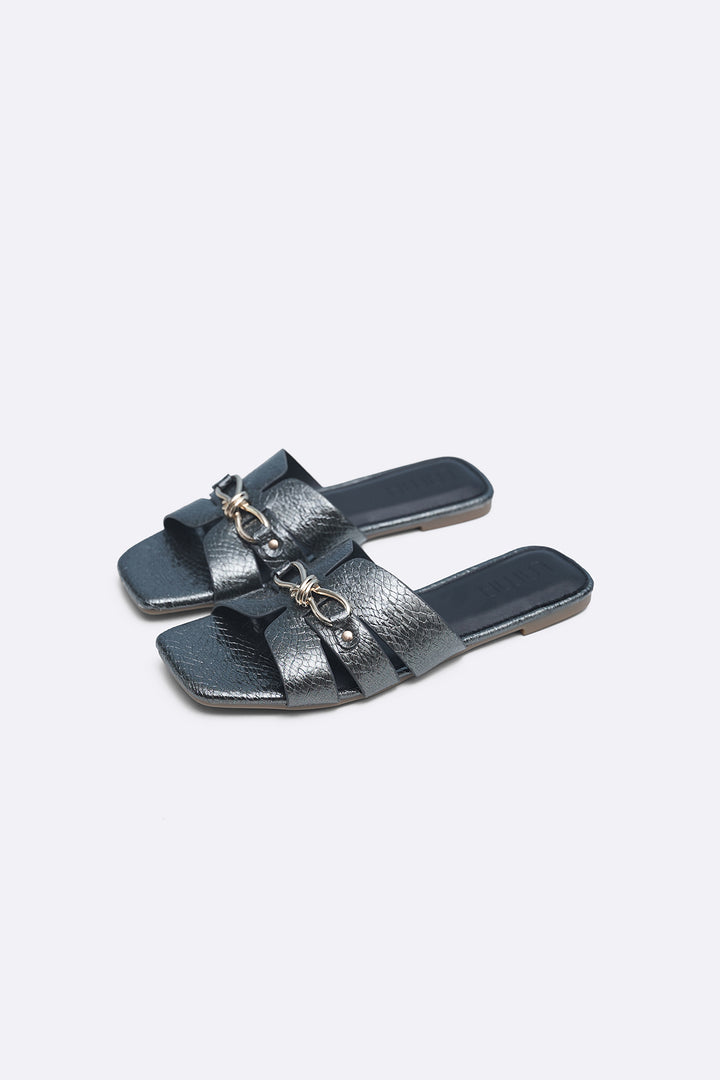 GREY PATENT TEXTURED SLIDES