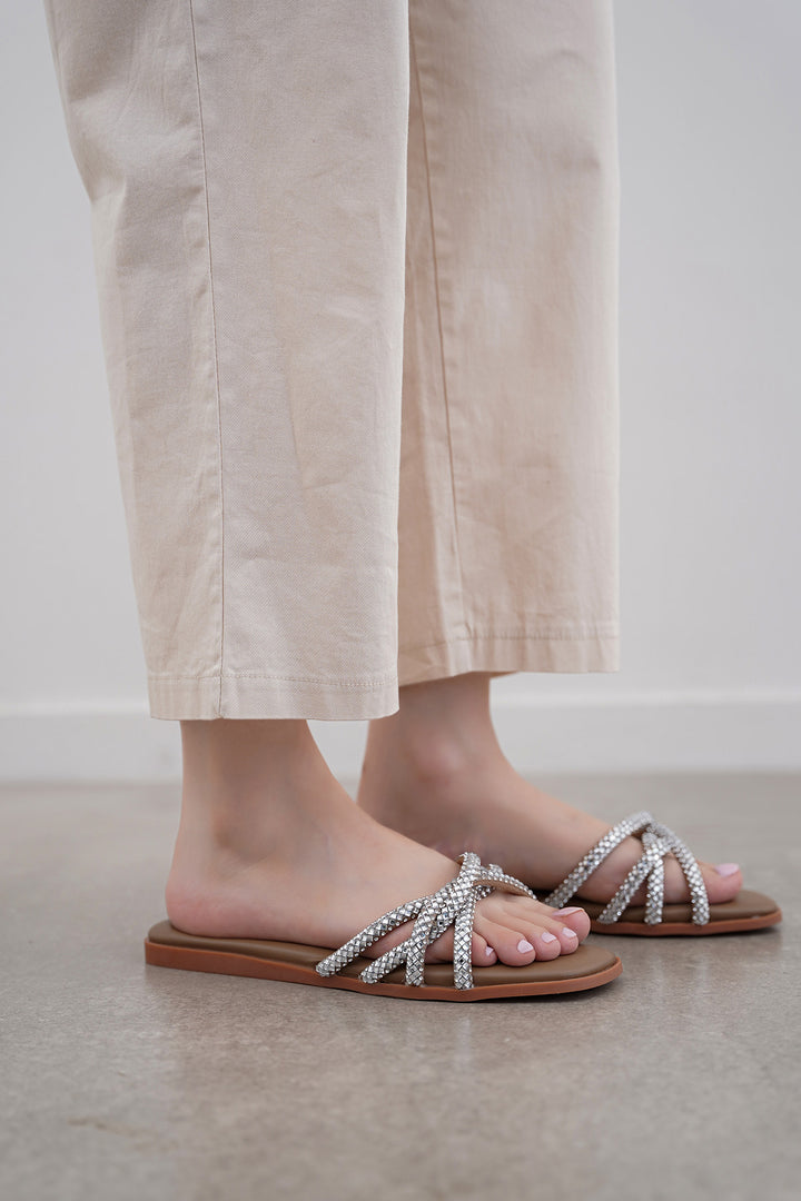 DARK BEIGE GAIA ROPE SLIDES