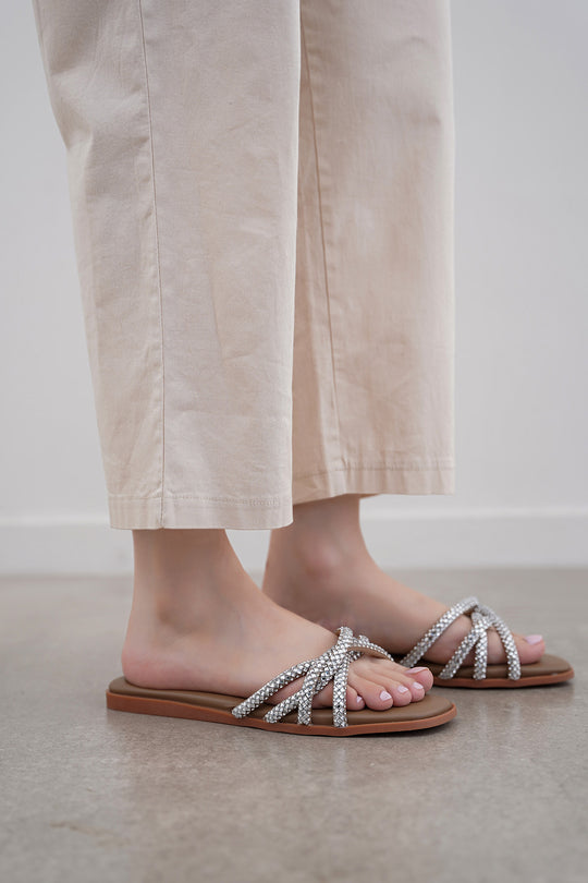 DARK BEIGE GAIA ROPE SLIDES