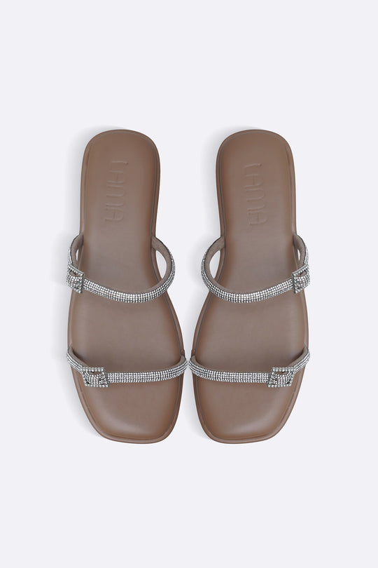 TAUPE TINY CRYSTAL SLIDES