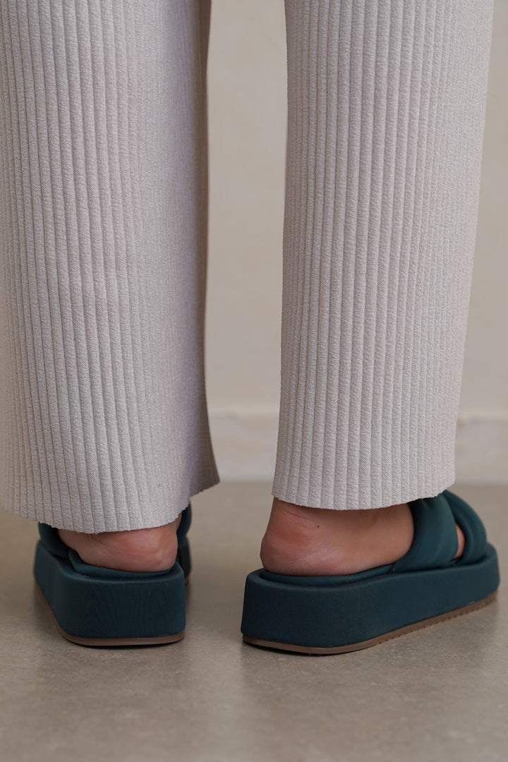 DARK GREEN BOW MAMA SLIDES
