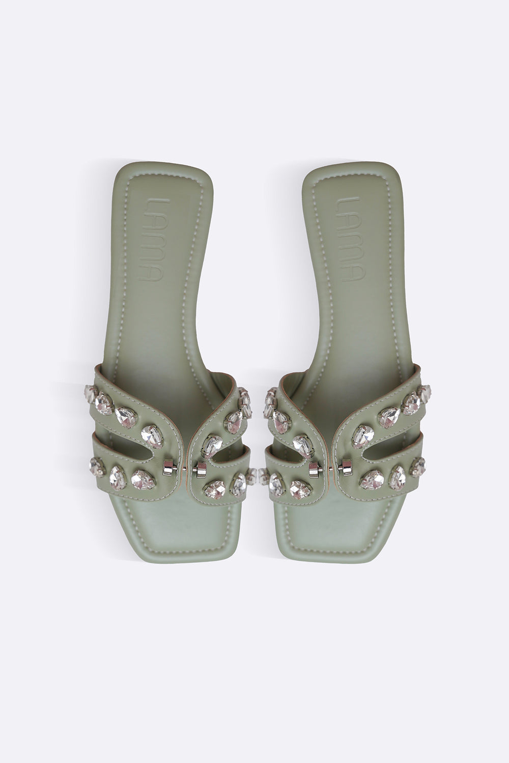 MINT STUDDED CRYSTAL SLIDES