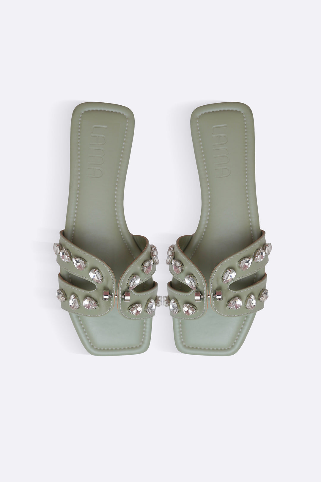 MINT STUDDED CRYSTAL SLIDES