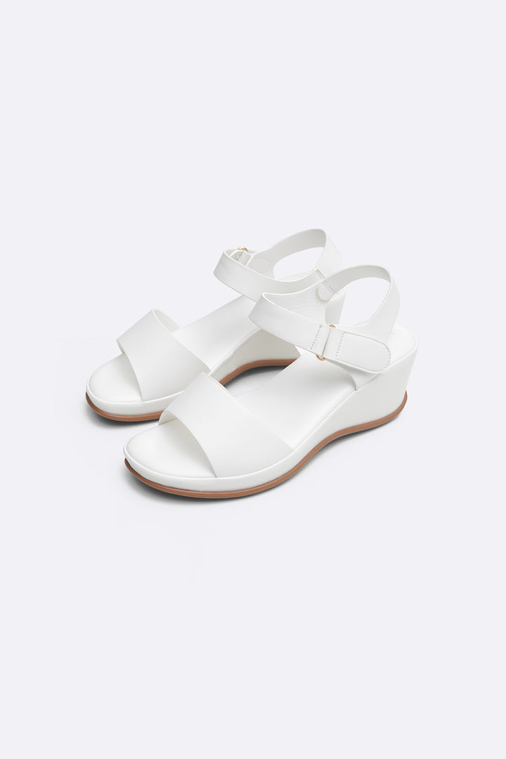 WHITE MAMA WEDGE SANDALS