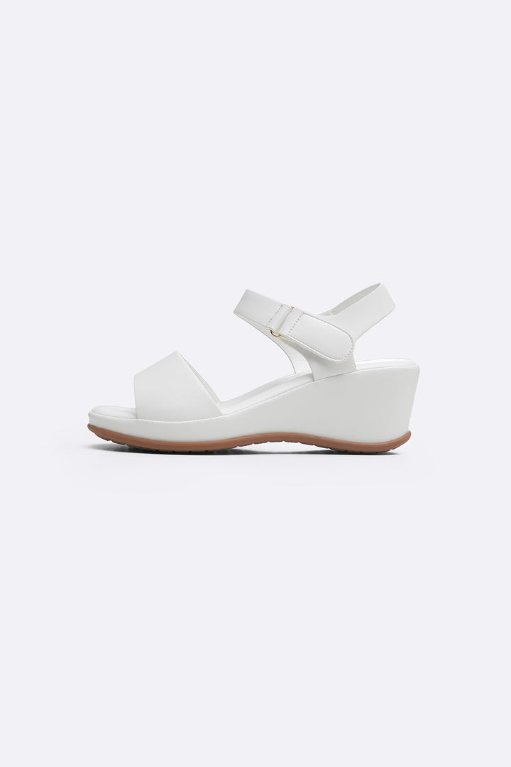 WHITE MAMA WEDGE SANDALS