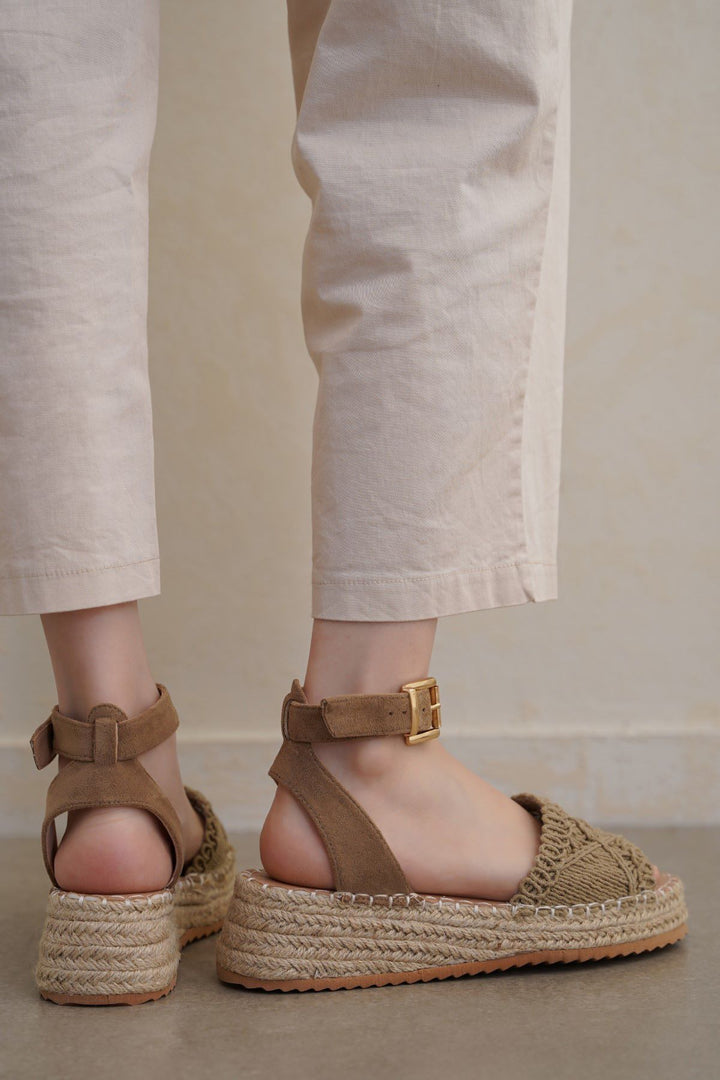 BEIGE RUE WOVEN SANDALS