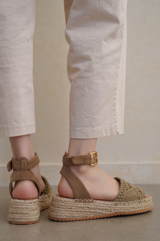 BEIGE RUE WOVEN SANDALS