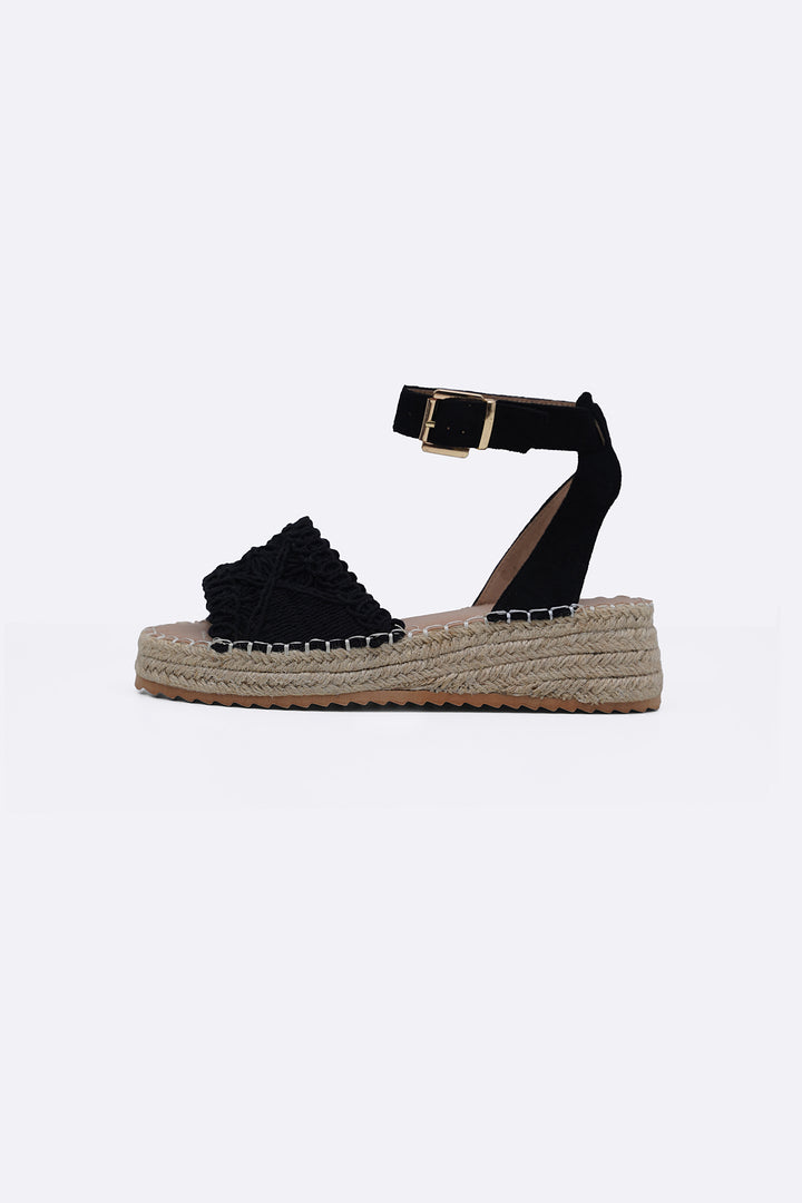 BLACK RUE WOVEN SANDALS