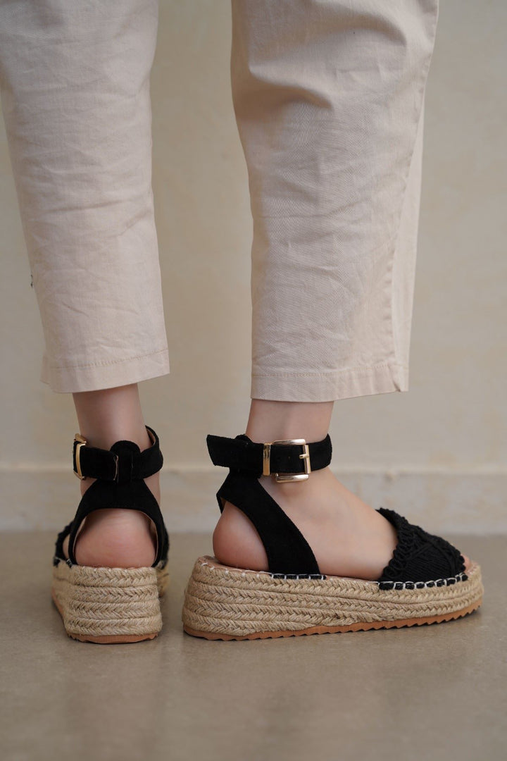 BLACK RUE WOVEN SANDALS