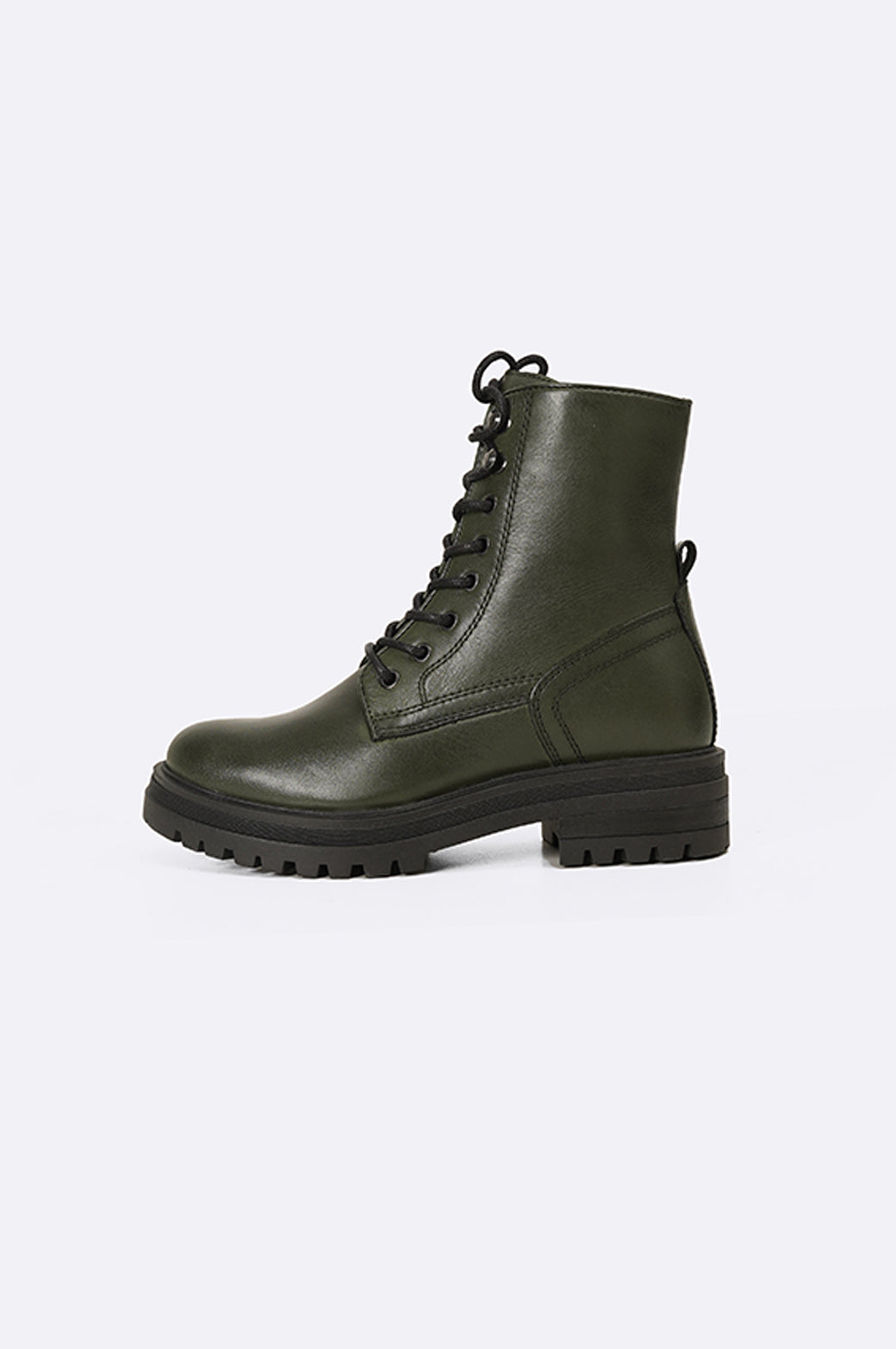 GREEN MILITARY LEATHER BOOTS