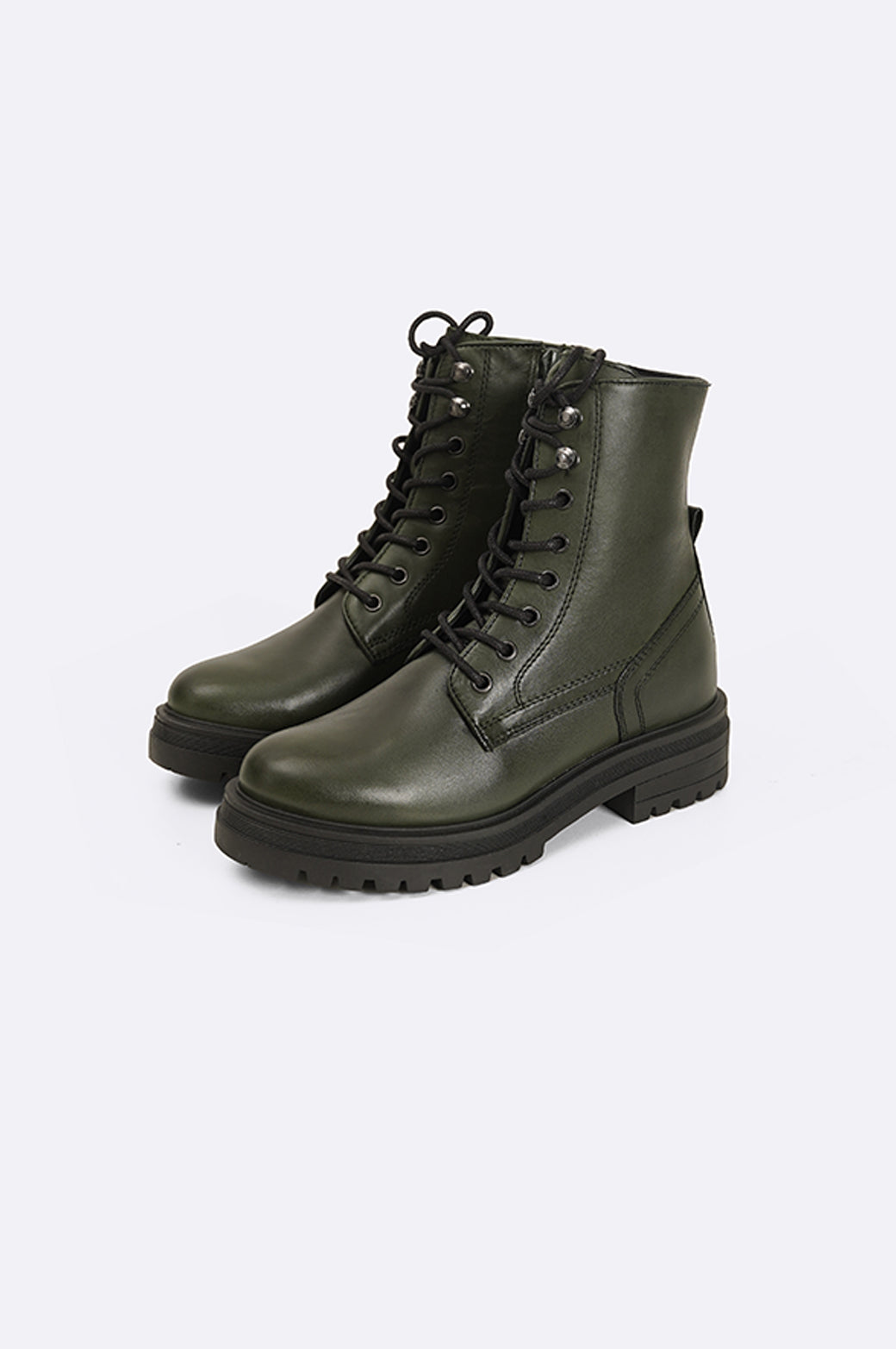 GREEN MILITARY LEATHER BOOTS