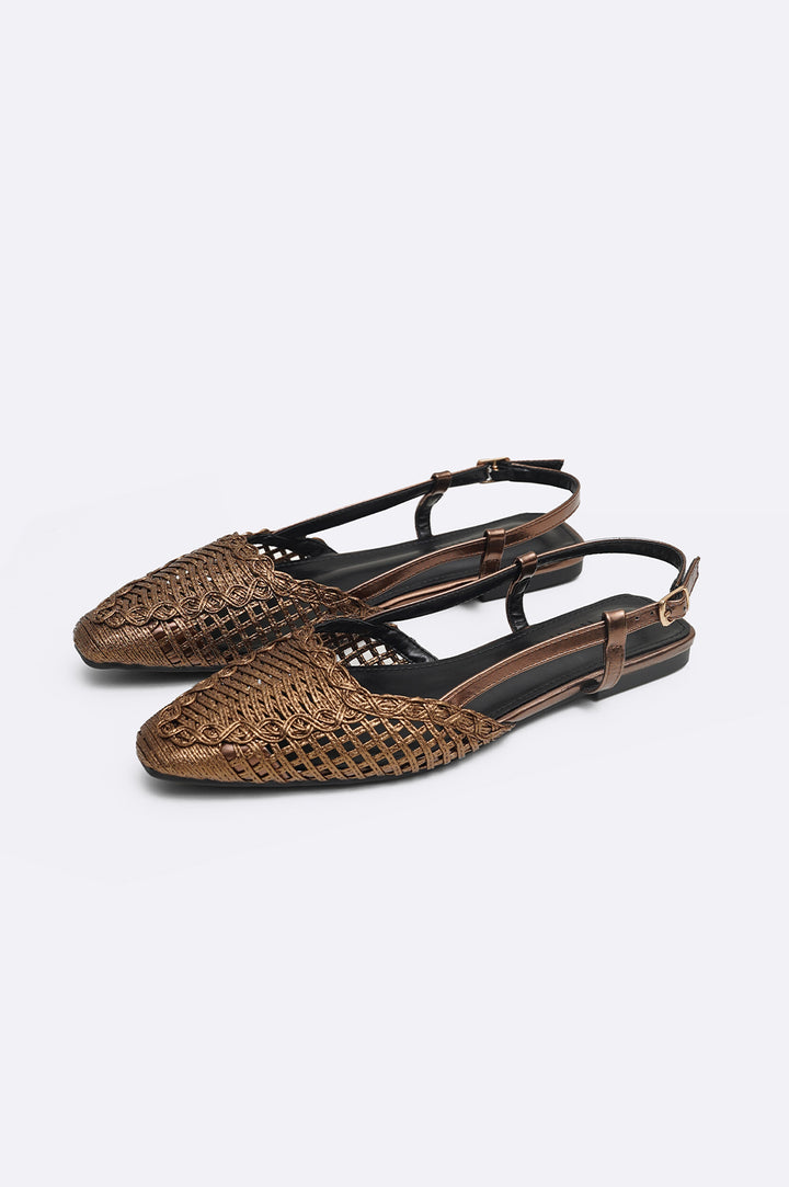 BRONZE WOVEN PARTY SLINGBACKS