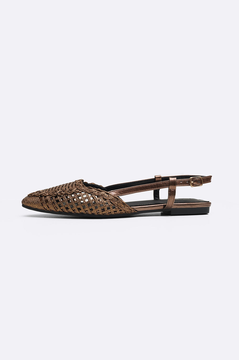 BRONZE WOVEN PARTY SLINGBACKS