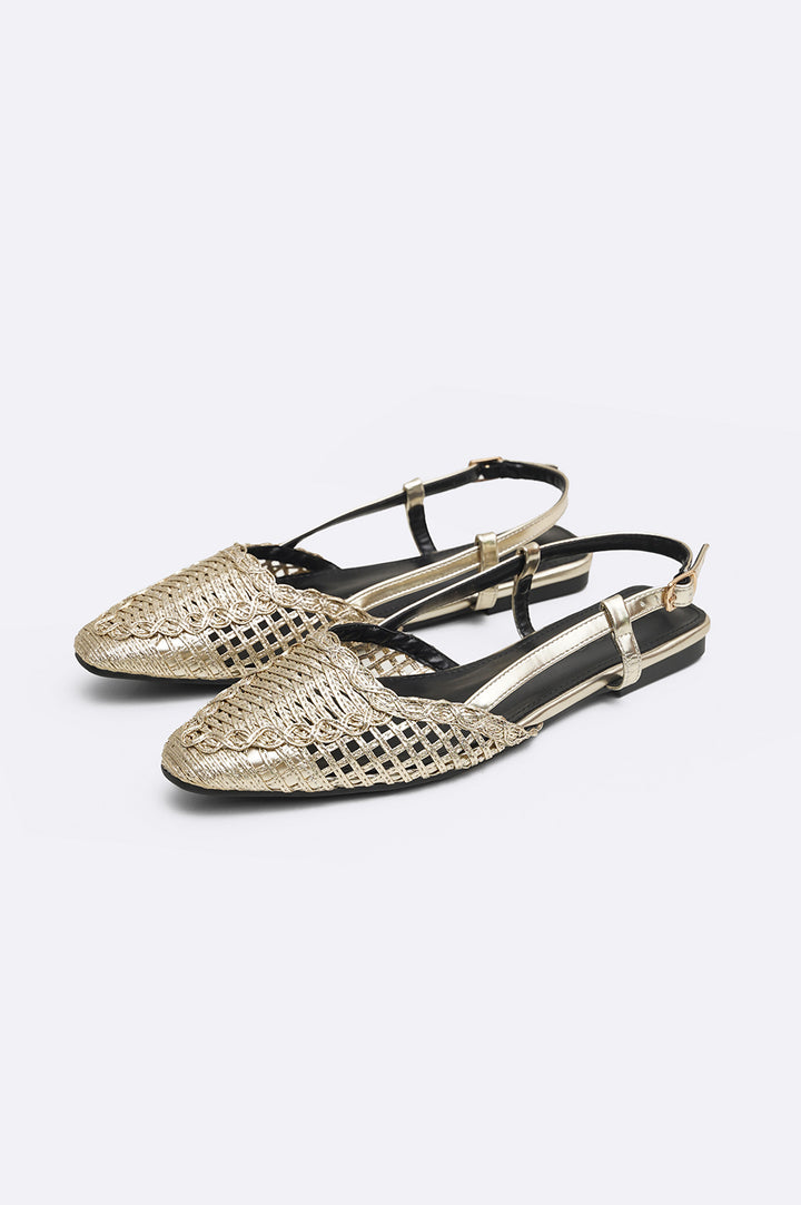 GOLD WOVEN PARTY SLINGBACKS