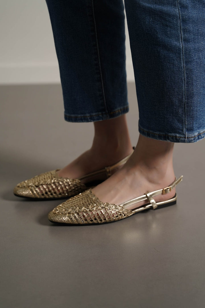 GOLD WOVEN PARTY SLINGBACKS