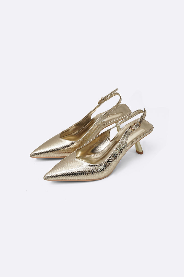 GOLD TOKYO TEXTURED HEELS