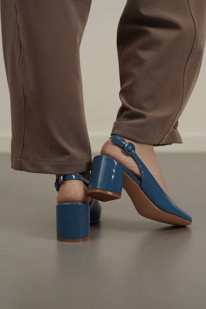 BLUE COMFY HEELED PUMPS