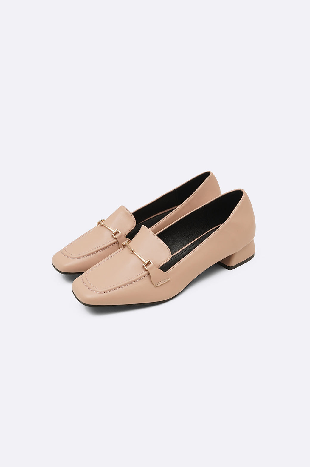 PINK LOAFERS WITH BLOCK HEEL