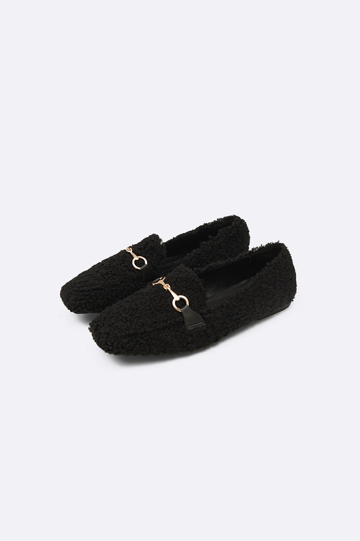 BLACK TEDDY FUR LOAFERS