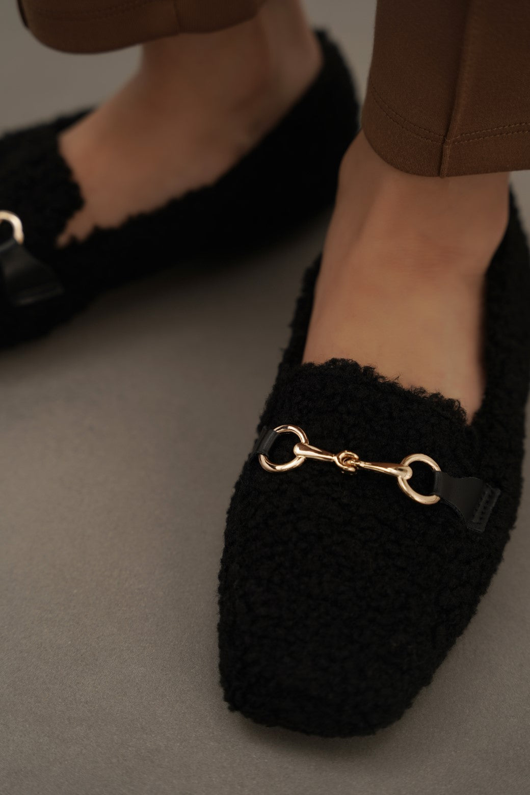 BLACK TEDDY FUR LOAFERS