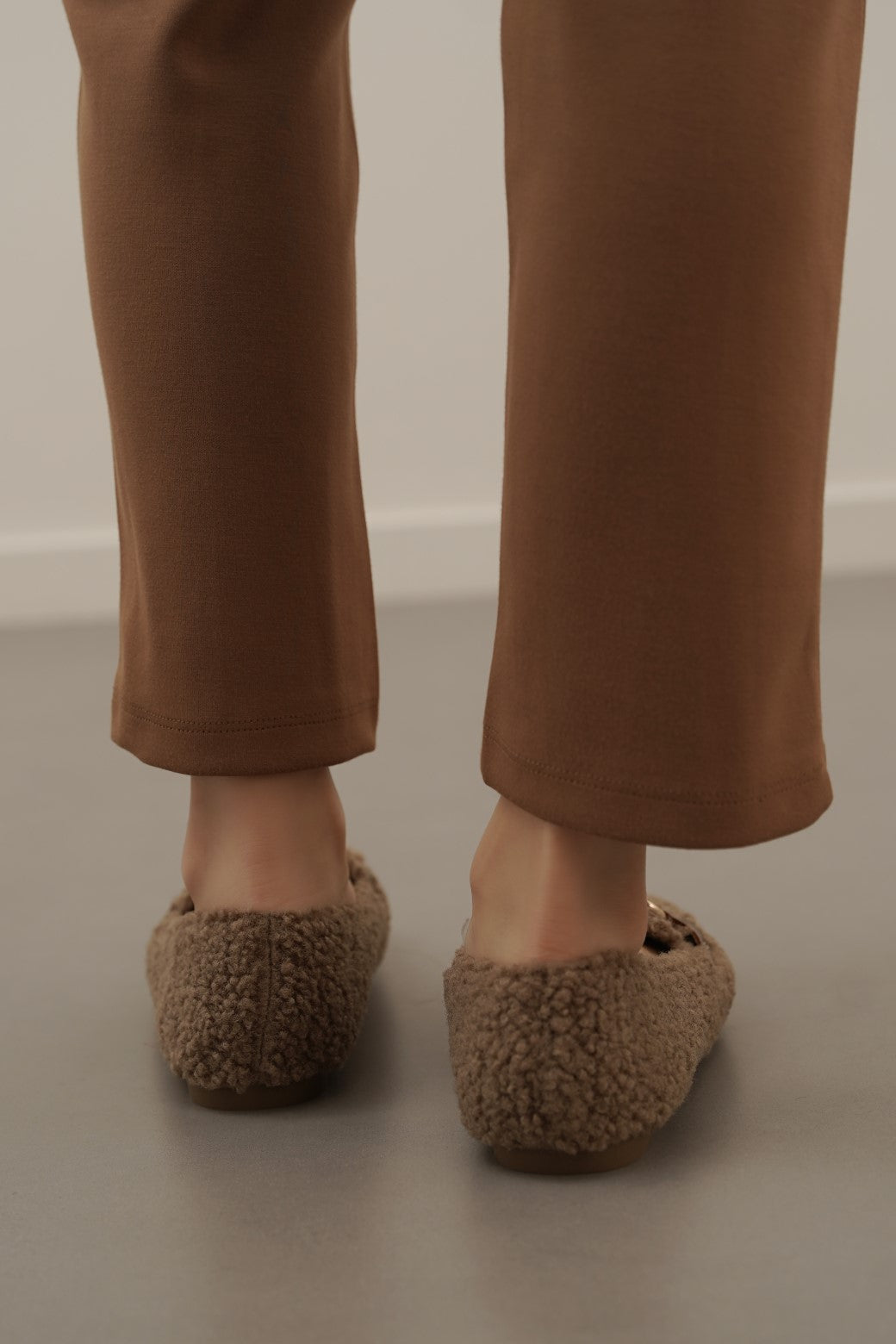 KHAKI TEDDY FUR LOAFERS