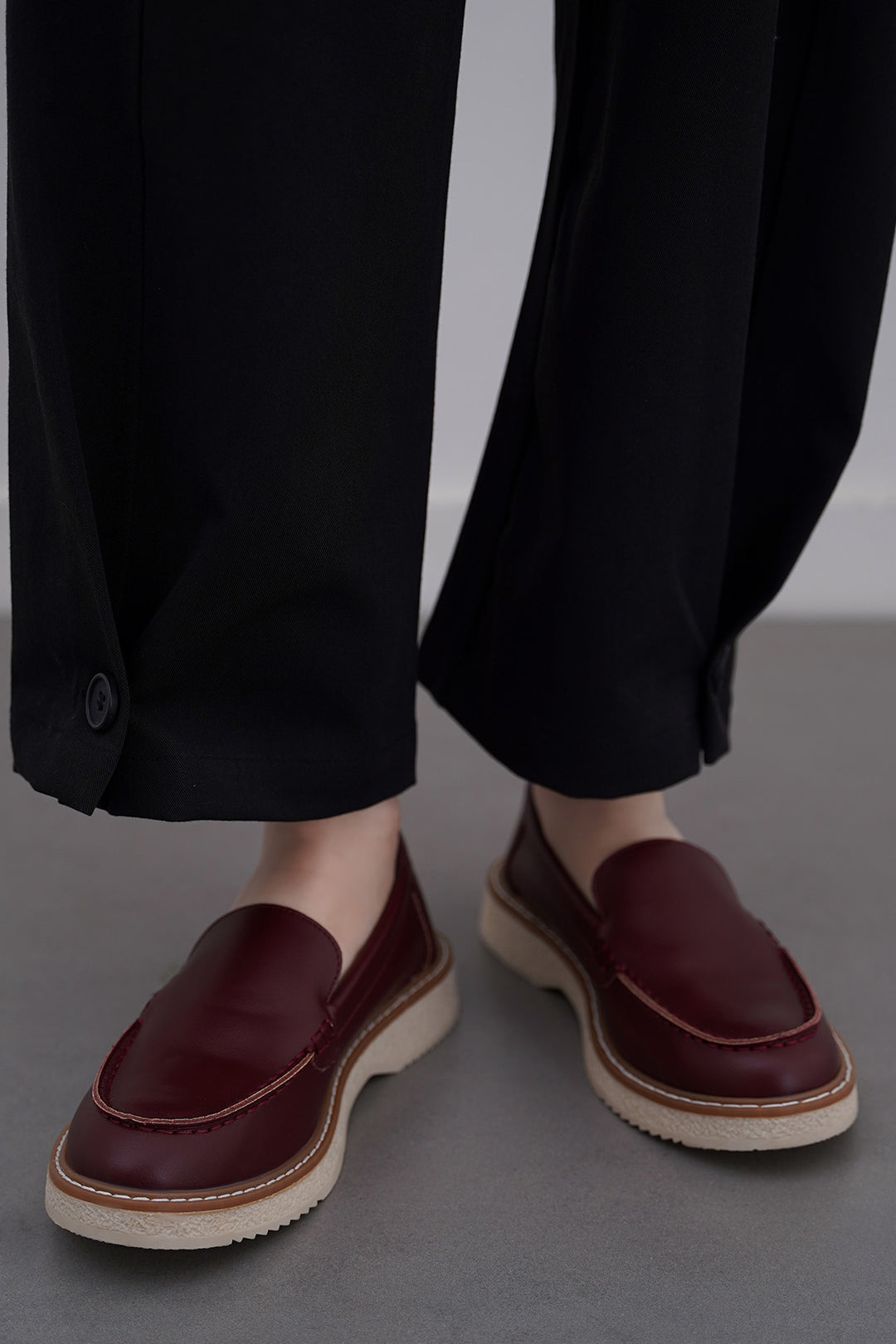 MAROON STITCH MAMA LOAFERS