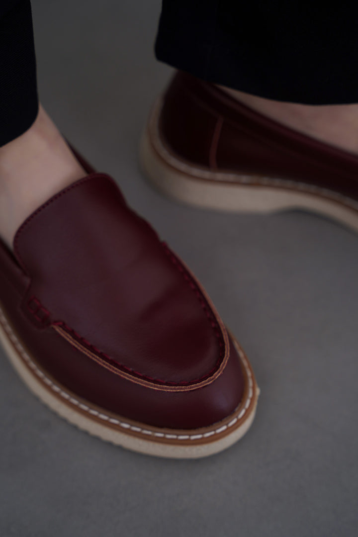 MAROON STITCH MAMA LOAFERS