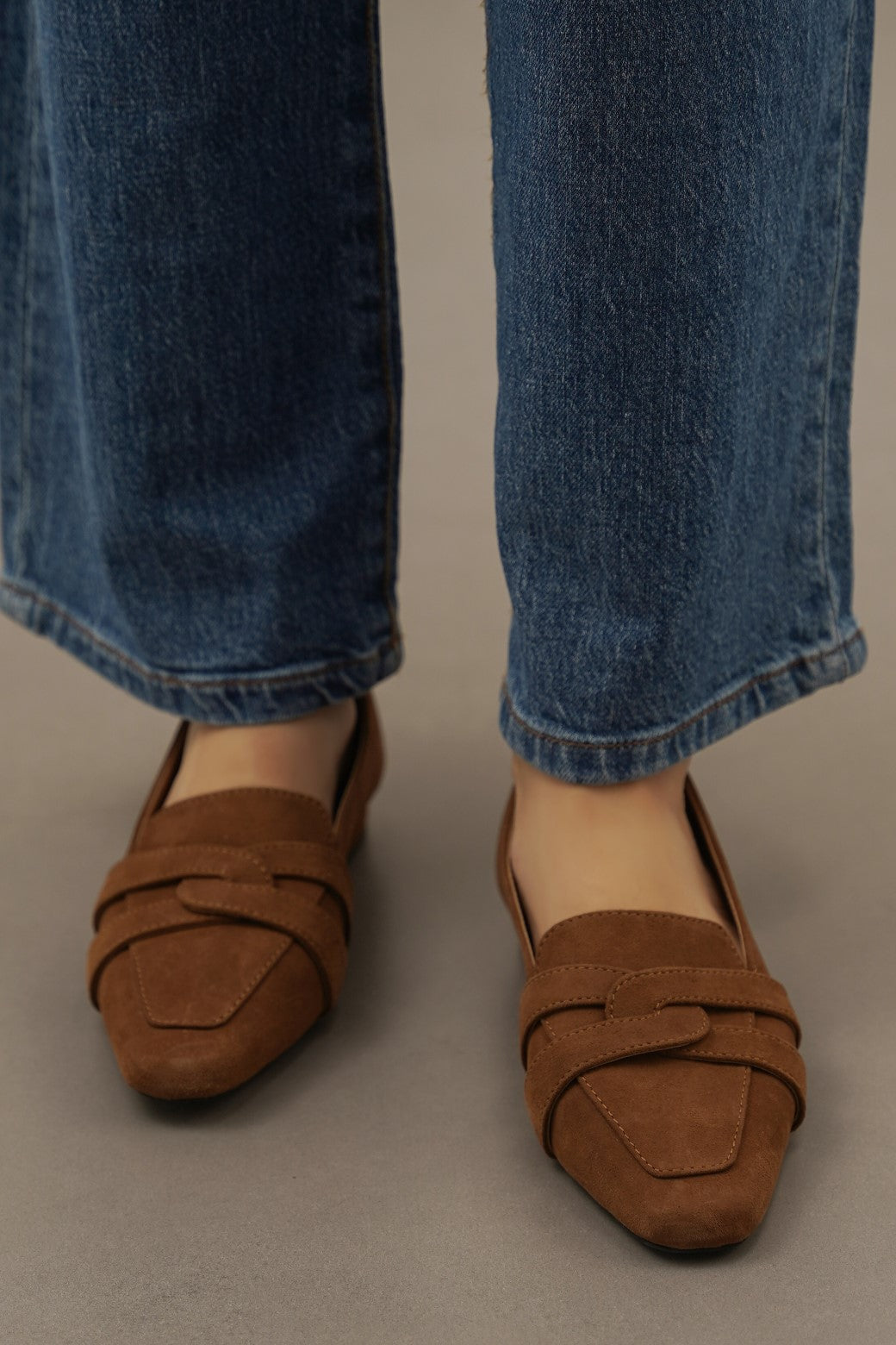 CARAMEL SUEDE SLIP-ONS