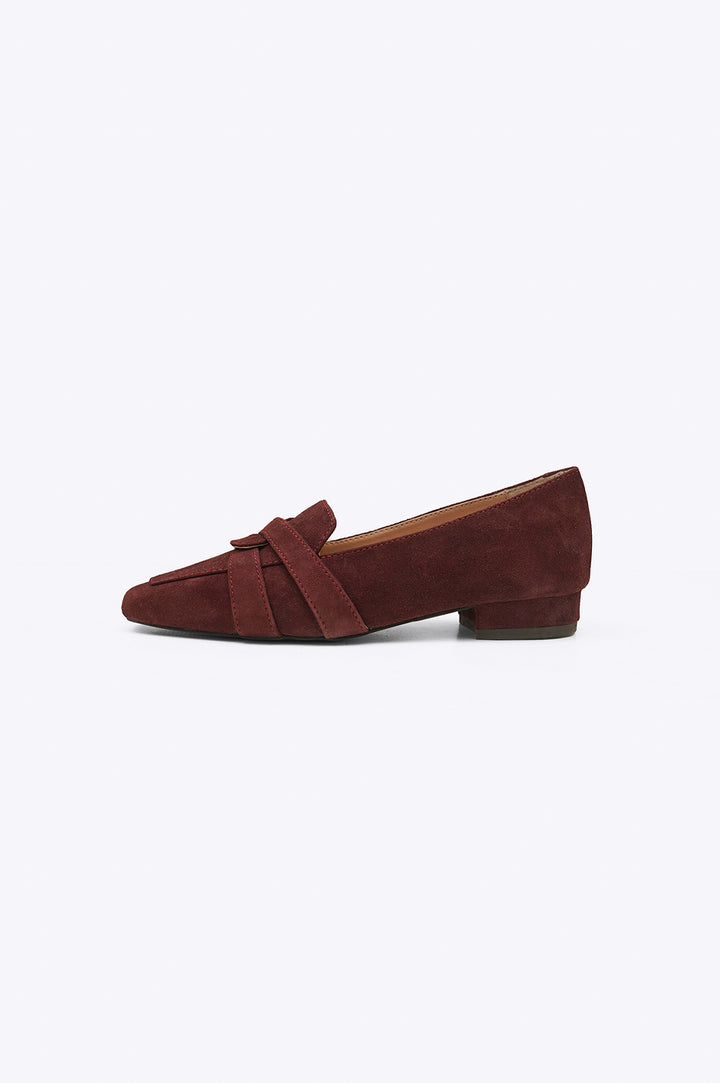 MAROON SUEDE SLIP-ONS