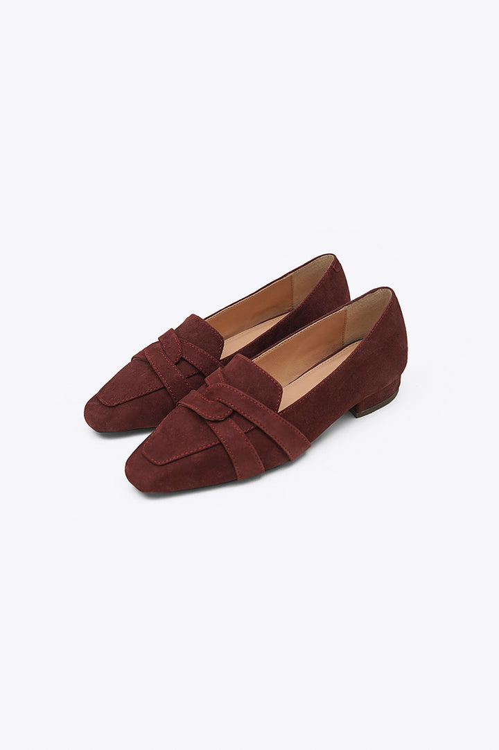 MAROON SUEDE SLIP-ONS