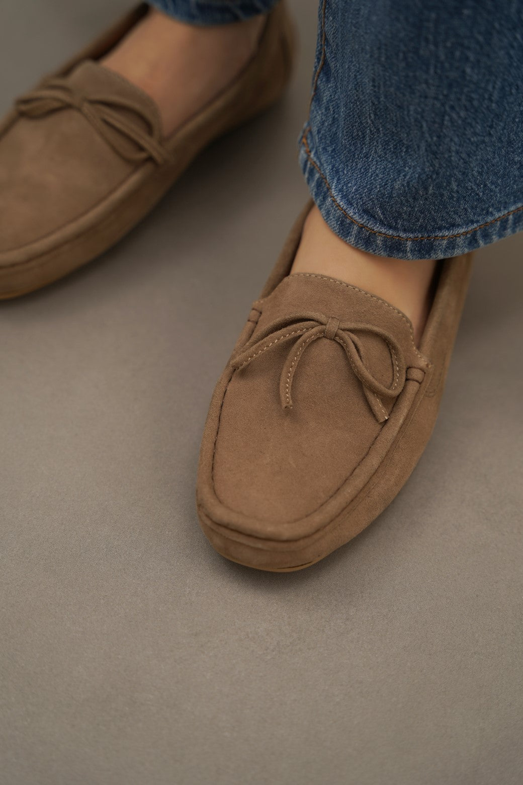 SAND REAL LEATHER LOAFERS