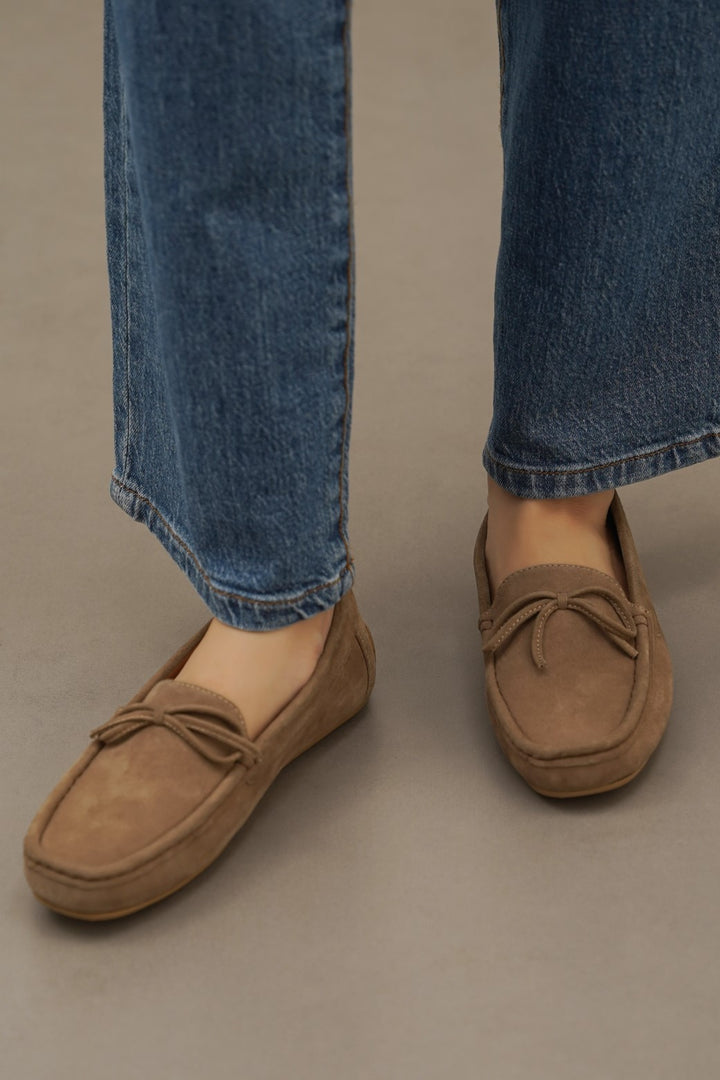 SAND REAL LEATHER LOAFERS