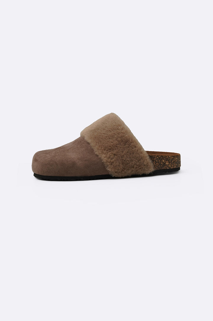 BROWN COSY FUR SLIPPERS