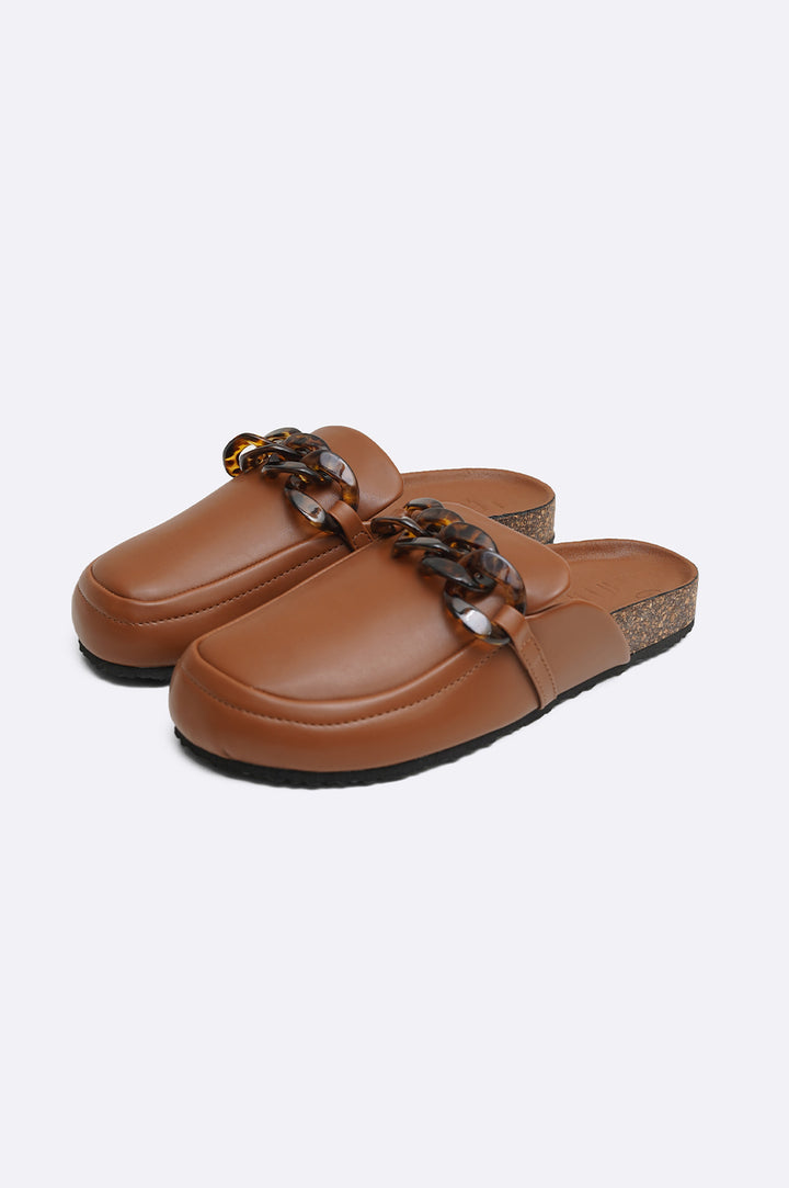 TAN TURTLE SHELL MULES