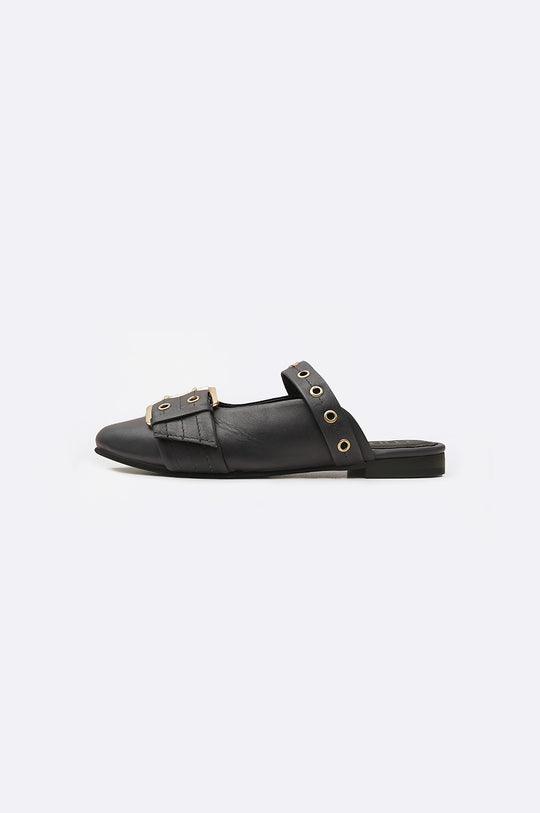 BLACK STATEMENT LEATHER MULES