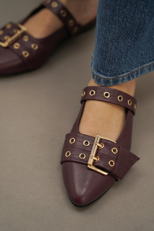WINE STATEMENT LEATHER MULES