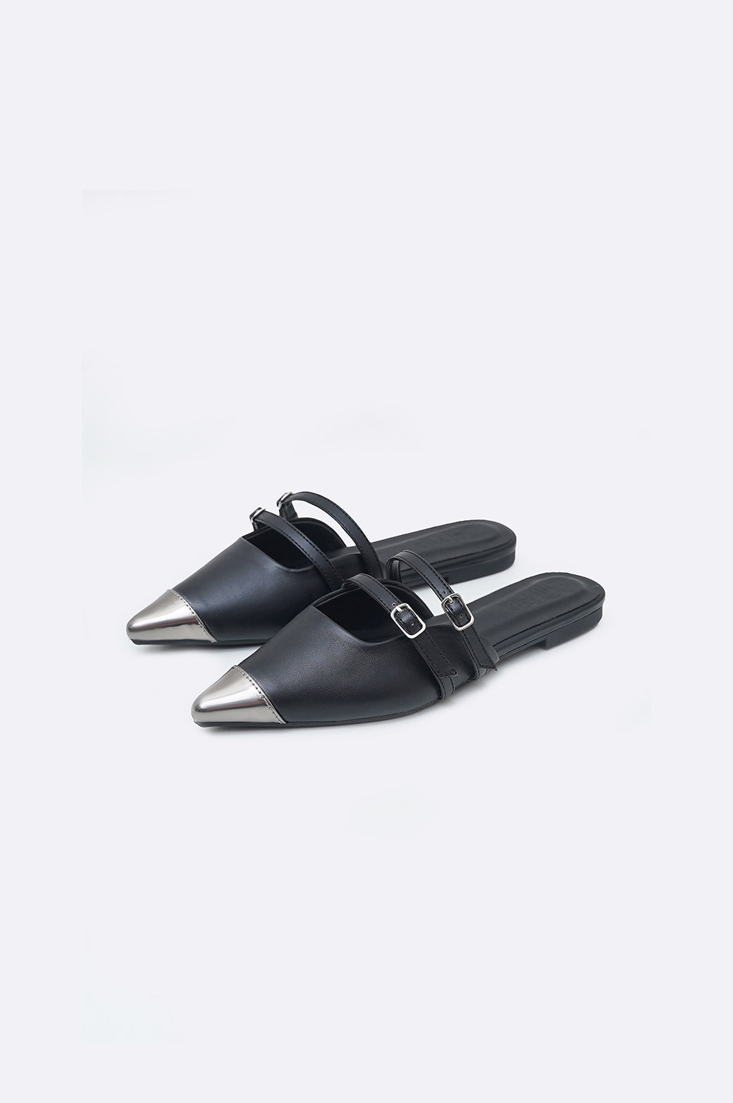 BLACK TOE CAP MULES