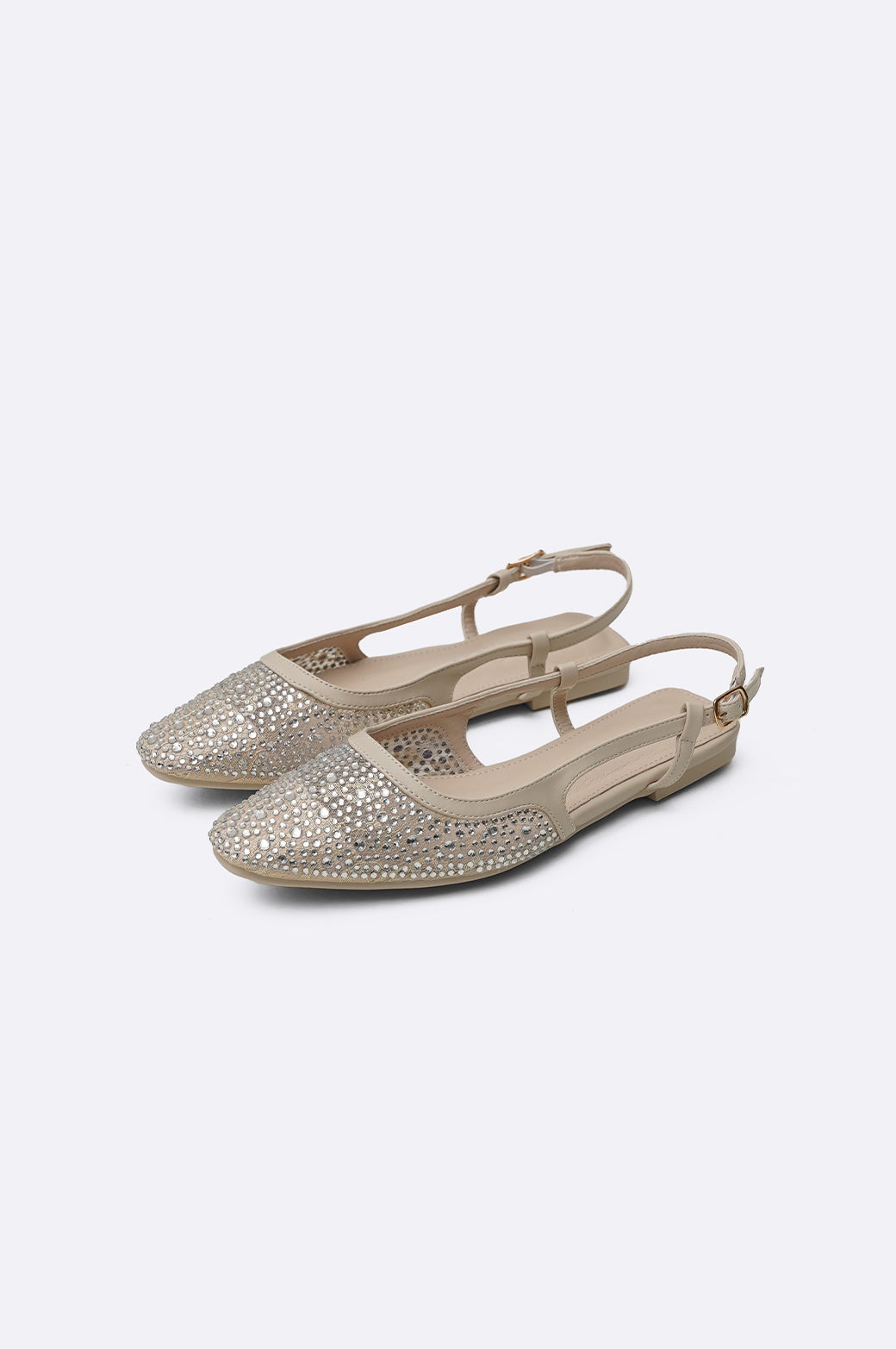 BEIGE CRYSTAL SPRAY FLATS