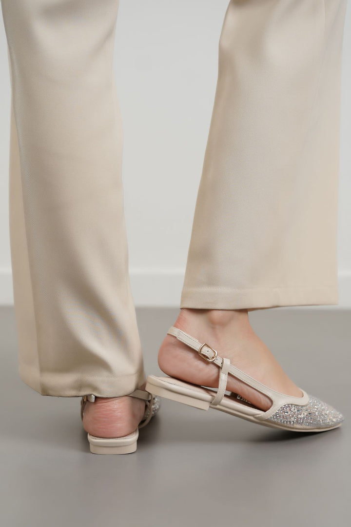 BEIGE CRYSTAL SPRAY FLATS