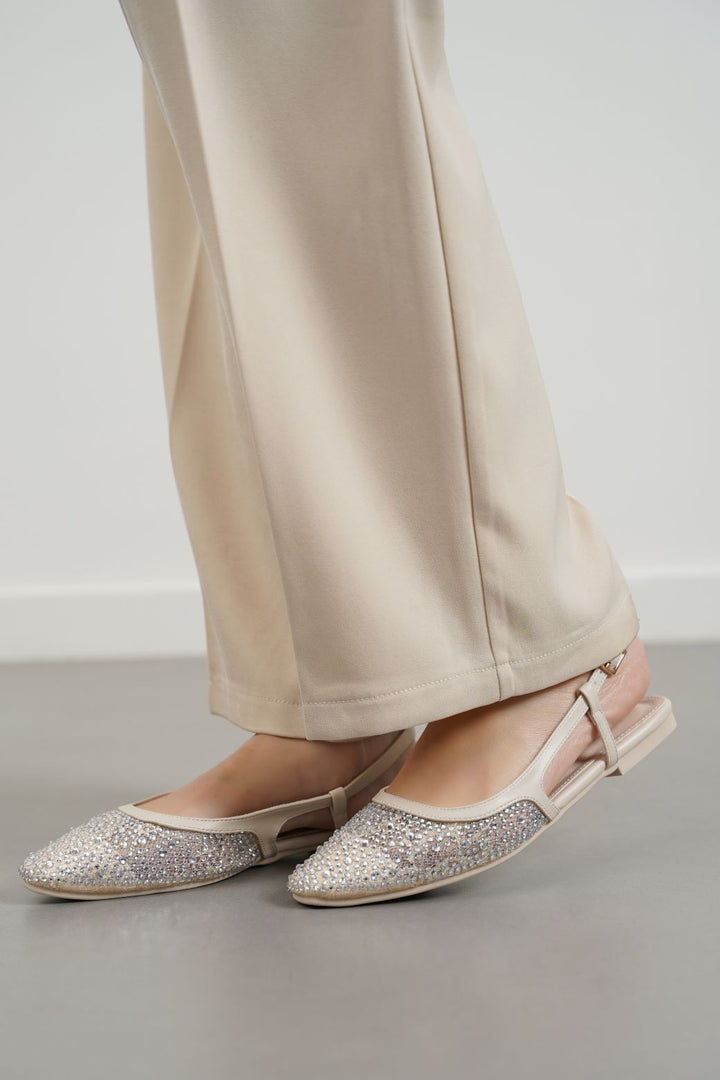 BEIGE CRYSTAL SPRAY FLATS