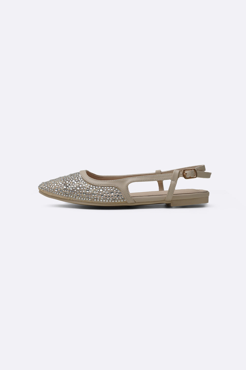 BEIGE CRYSTAL SPRAY FLATS