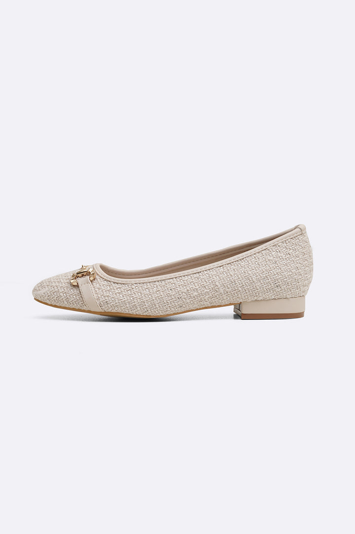 CREAM TINSEL TWEED PUMPS