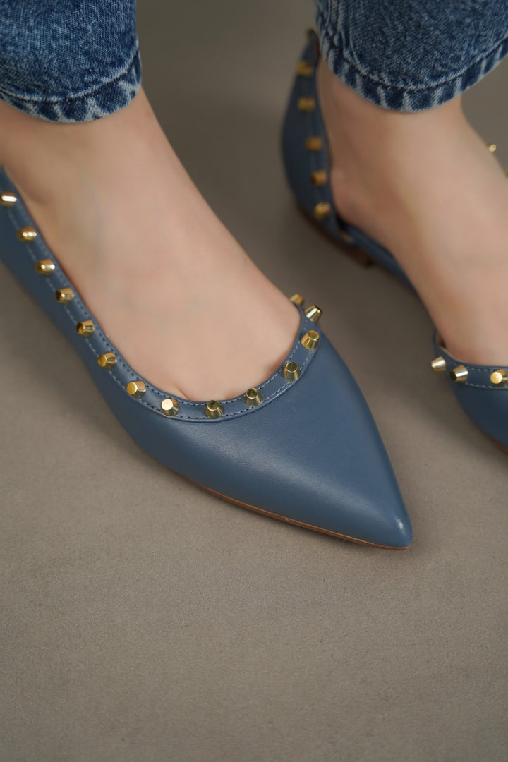 BLUE MILAN STUDDED PUMPS