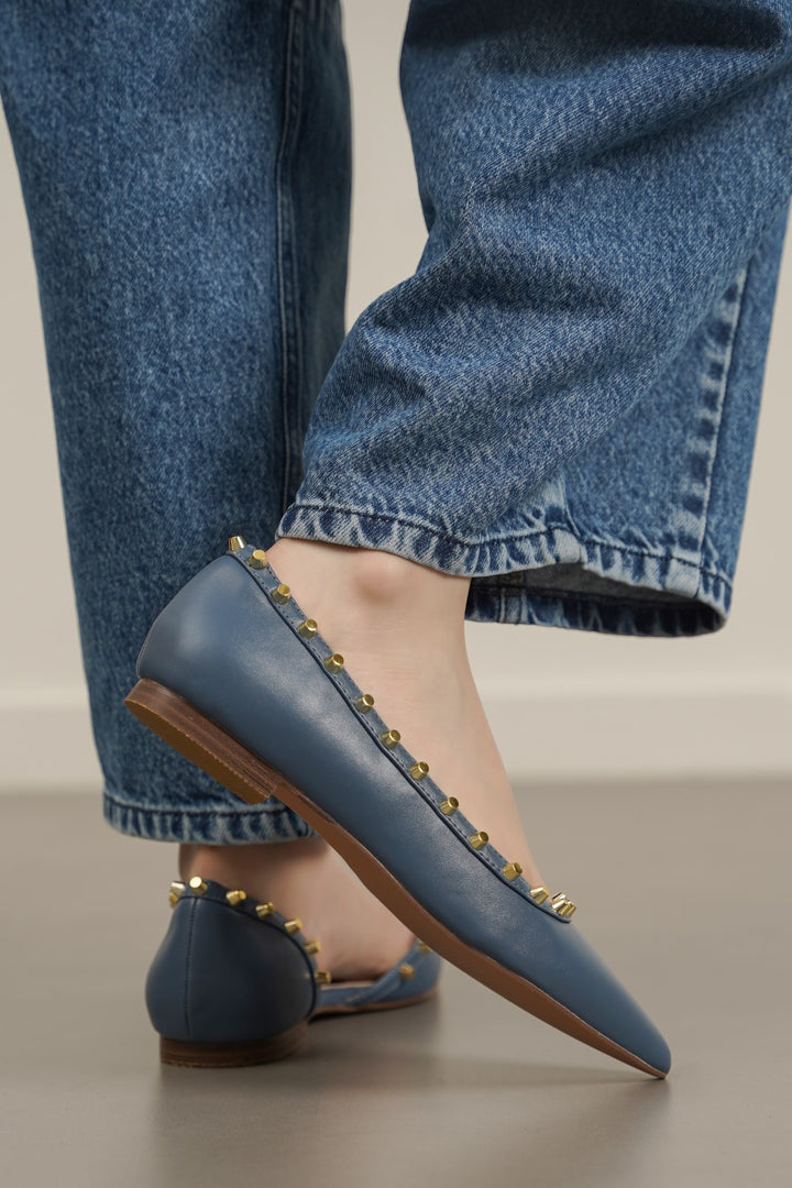 BLUE MILAN STUDDED PUMPS